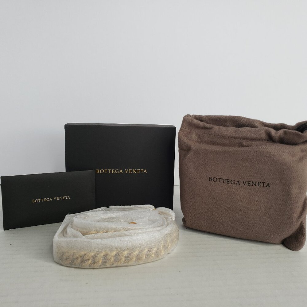 New Bottega Veneta Tracolla Ottone Chain Strap Gold Metallic MSRP $700